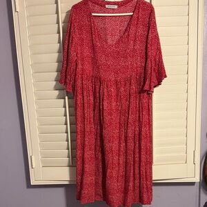 MISSLOOK Red Midi Dress with Floral Pattern